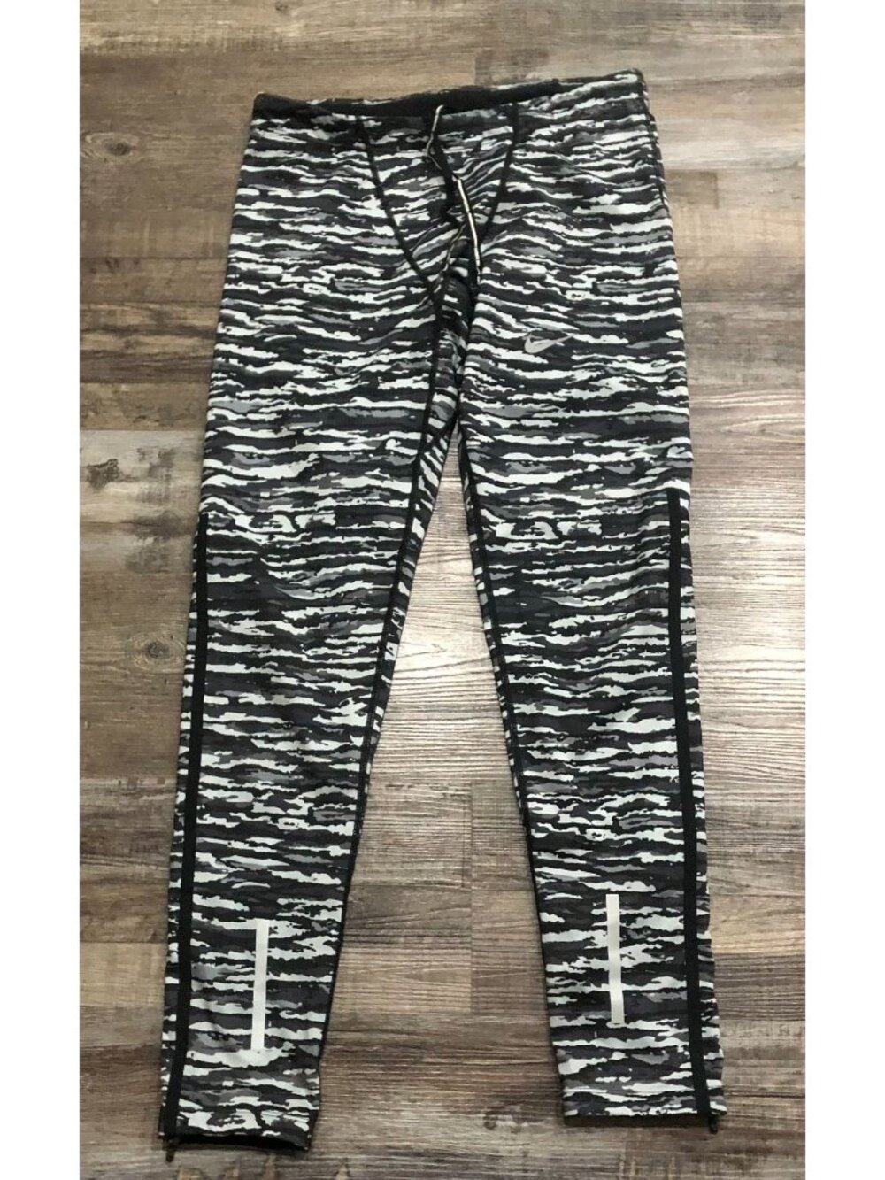 Nike Dri Womens XL Black & Gray Abstract Athletic Compression Leggings